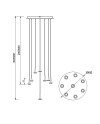 ANDROMEDA * Colgante Redondo 8xLED 5W 3000K W/T Cristal